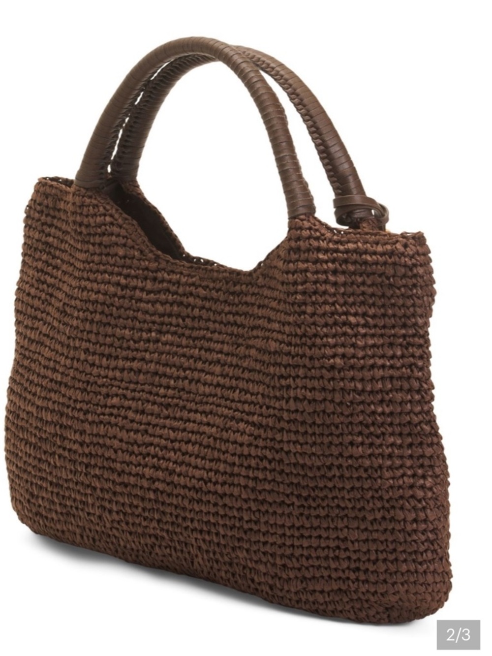 Tommy Bahama Dark Brown Woven Tote with Tassel - Picture 2 of 3